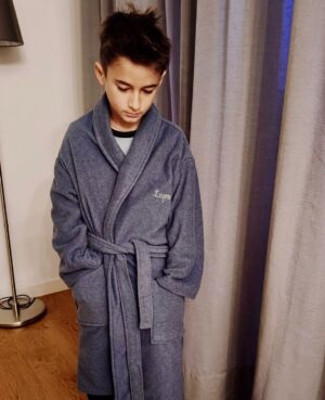 VESTAGLIA PILE BAMBINO PERSONALIZZATA CON NOME RICAMATO